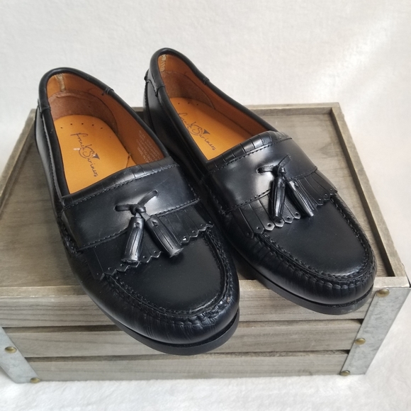 French Shriners Handcrafted Fringe Tasseled Loafers Leather Slip On Dres… - Picture 2 of 12